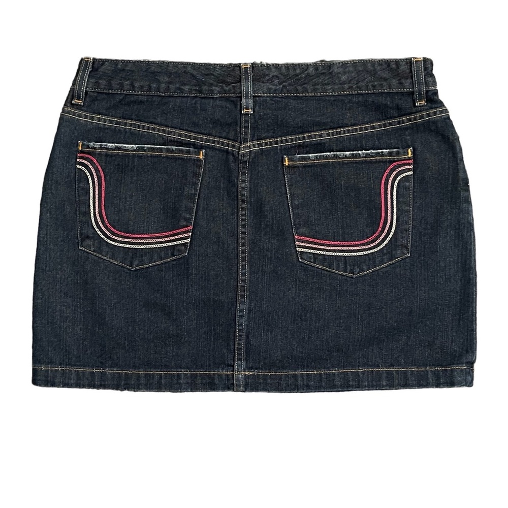 Tommy Hilfiger Distressed Denim Dark Wash Jean Mini Skirt Size 14 - Picture 5 of 14